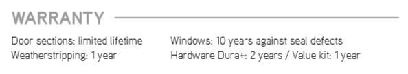 Acadia 138 Contemporary - Door Doctor image warranty 138