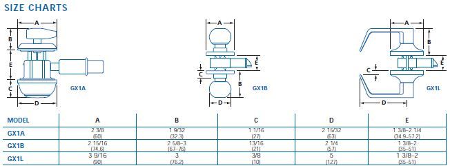 Deadbolt locks - Door Doctor image size charts GX
