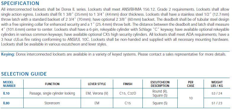Interconnected locksets - Door Doctor image spec inter