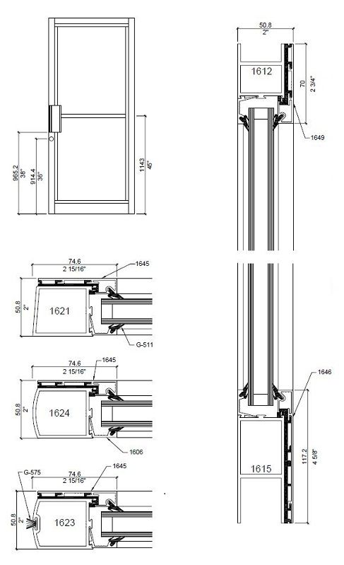 Vertech 1600 | Aluminum Glass Doors | Door Doctor image onglet1650
